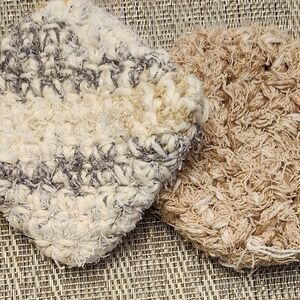Hand Crafted Cream and Tan Crochet Scrubby Set